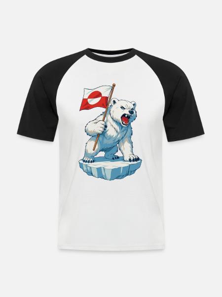 Grønlands flag Grønland er ikke til salg - Kortærmet herre-baseballshirt - hvid/sort