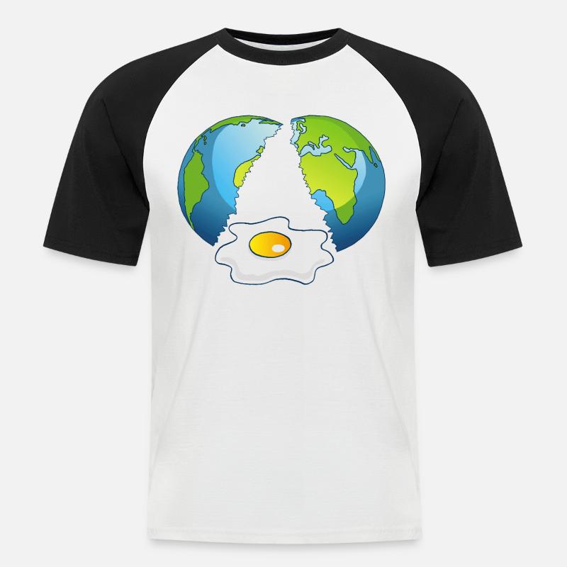 Planet Erde ist ein Ei - Männer Baseball-T-Shirt - Weiß/Schwarz
