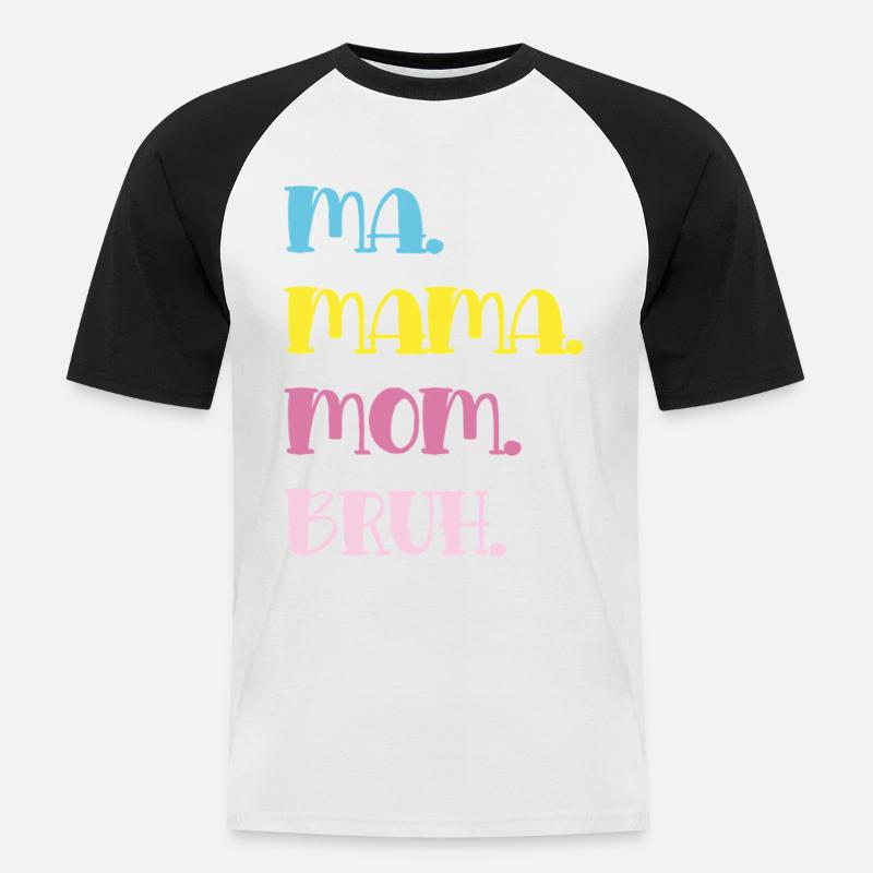 Mama Mom Bruh i pastelltypografi - Kortärmad basebolltröja herr - vit/svart