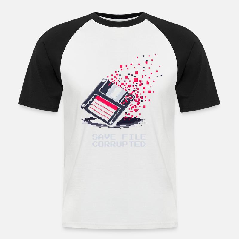 Save File Broken | Undertaker Irony - Men's Baseball T-Shirt - white/black