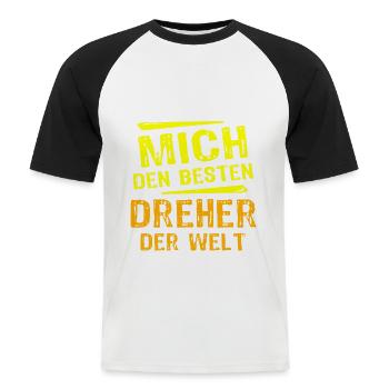 Dreher Geschenk - Männer Baseball-T-Shirt - Weiß/Schwarz - Vorne - Nik (191cm)