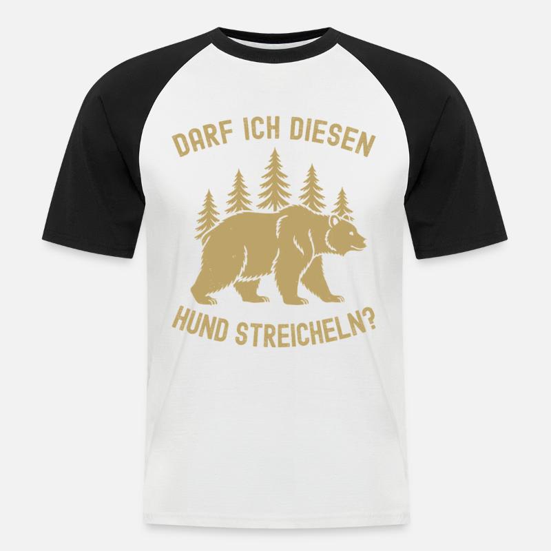 Wandern, Wanderung, Wanderer, Bär Meme - Männer Baseball-T-Shirt - Weiß/Schwarz