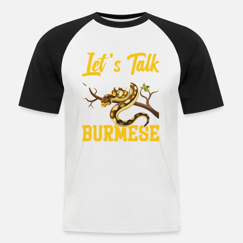 Burmesischer Python-Besitzer Schlangenterrarium Hide Python - Männer Baseball-T-Shirt - Weiß/Schwarz
