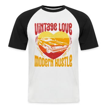 Auto Restauration Vintage Love - Männer Baseball-T-Shirt - Weiß/Schwarz - Vorne - Nik (191cm)