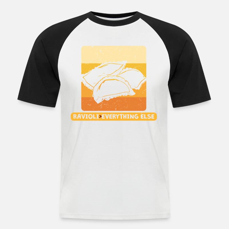 Ravioli > Over Everthing Else - Männer Baseball-T-Shirt - Weiß/Schwarz