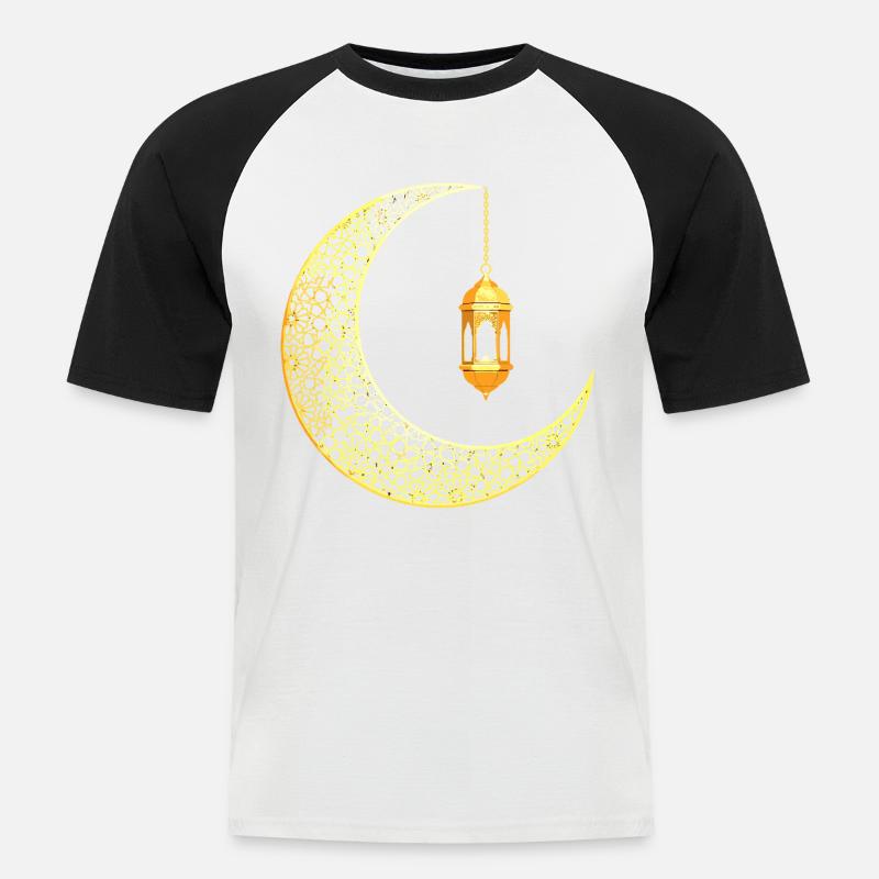 Ramadan Mondsichel Eid Mubarak - Männer Baseball-T-Shirt - Weiß/Schwarz