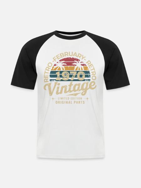 February 1970 | Awesome since February 1970 - Men's Baseball T-Shirt - white/black