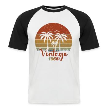 1966 Geburtsjahr - Männer Baseball-T-Shirt - Weiß/Schwarz - Vorne - Nik (191cm)