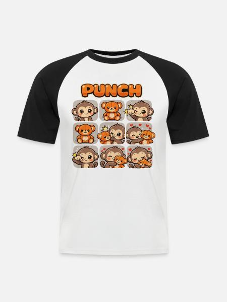 Affe Süßer Baby Faustschlag Geschenk - Männer Baseball-T-Shirt - Weiß/Schwarz