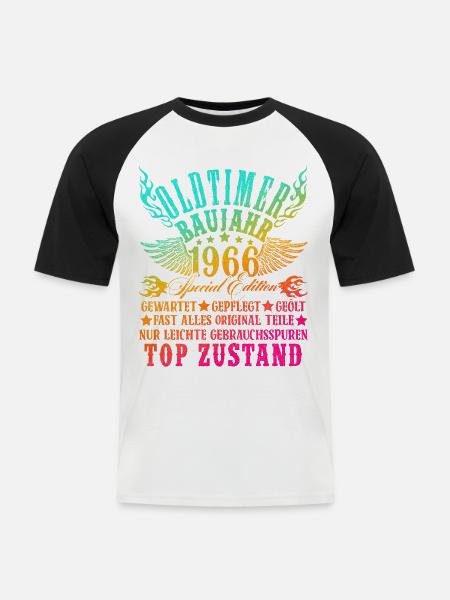 60e verjaardag 60 jaar Versiering 1965 Cadeau Grappig - Mannen baseballshirt korte mouw - wit/zwart