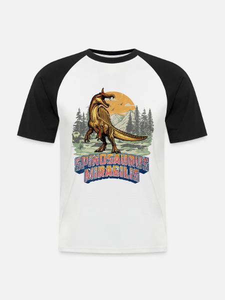 Spinosaurus Mirabilis Retro New Dinosaur - Men's Baseball T-Shirt - white/black