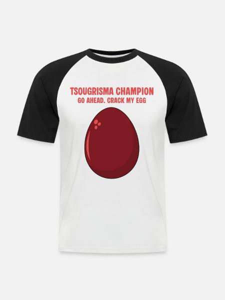 Tsougrisma-Champion Lustiges griechisches Ostern - Männer Baseball-T-Shirt - Weiß/Schwarz