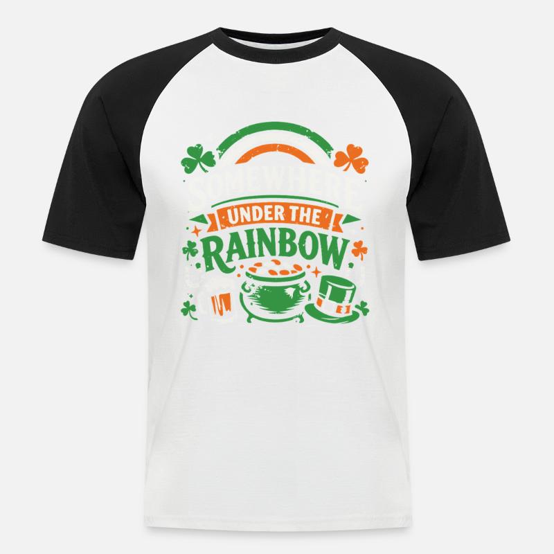 Under The Rainbow | St. Patrick's Day - Männer Baseball-T-Shirt - Weiß/Schwarz