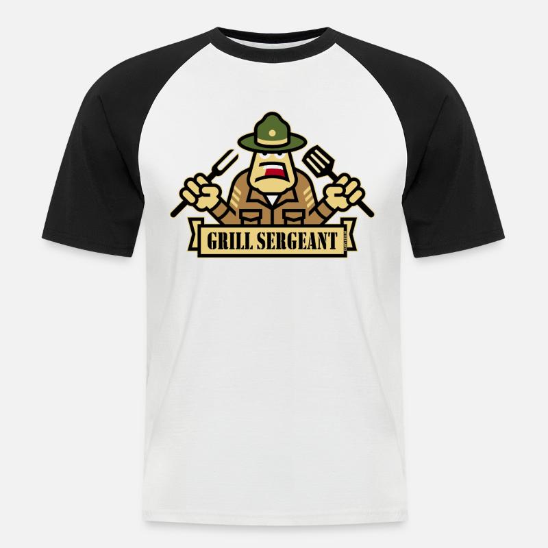 Grillsergeant (Grillning / BBQ / Grill / Utl) - Kortärmad basebolltröja herr - vit/svart