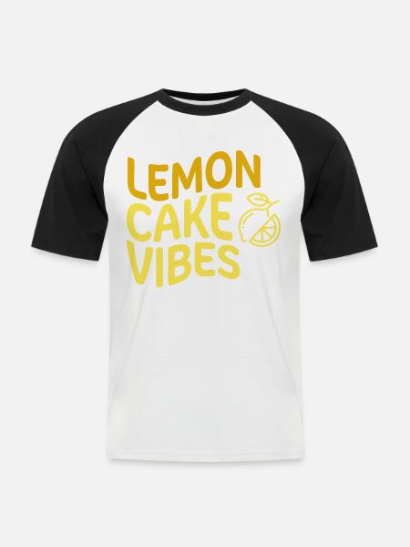 Lemon Cake Vibes Zitronenkuchen - Männer Baseball-T-Shirt - Weiß/Schwarz