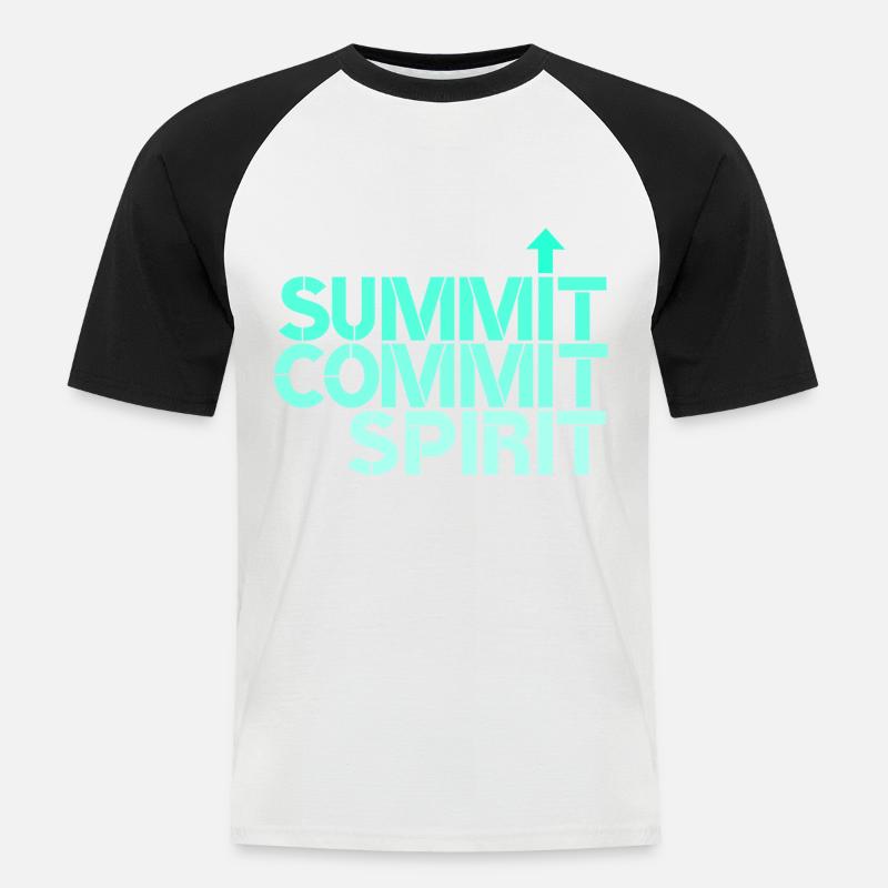 spirit commit summit - Männer Baseball-T-Shirt - Weiß/Schwarz