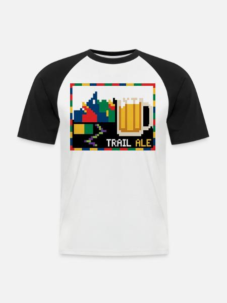 Trail Ale Wandern Bier Pixelart - Männer Baseball-T-Shirt - Weiß/Schwarz