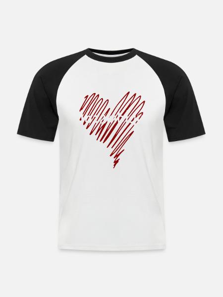 Ich liebe Mosambik, Herz Mosambik - Männer Baseball-T-Shirt - Weiß/Schwarz
