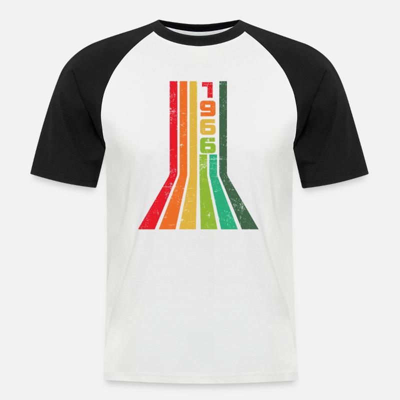 60° compleanno vintage 1966 - Maglia da baseball a manica corta da uomo - bianco/nero