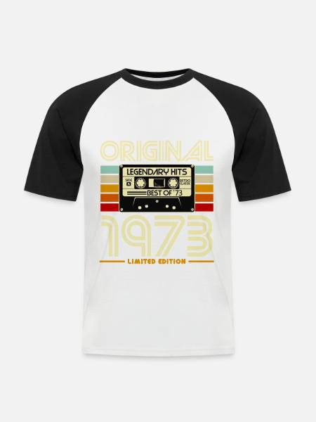 Original 1973 Retro Cassette - Men's Baseball T-Shirt - white/black