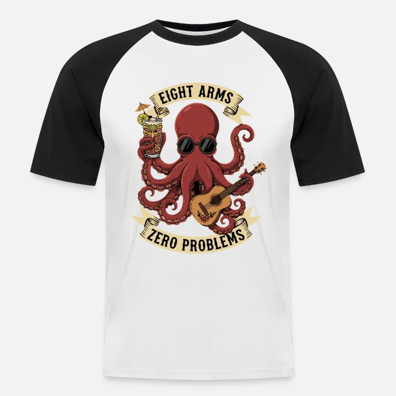 Eight Arms Zero Problems - Men's Baseball T-Shirt - white/black