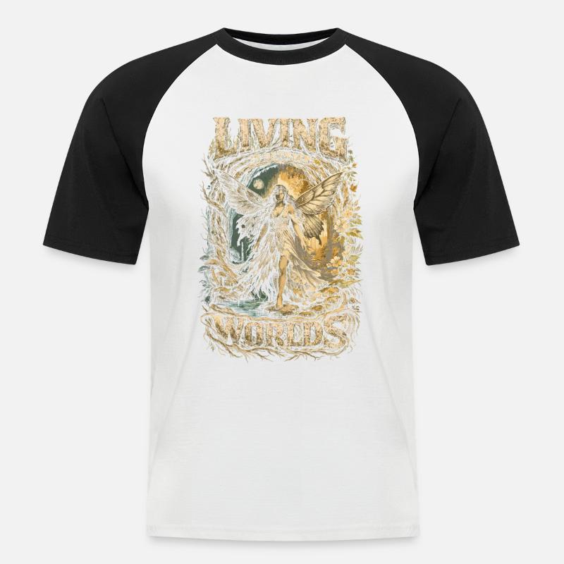 Fairycore Fairy Gothic - Maglia da baseball a manica corta da uomo - bianco/nero