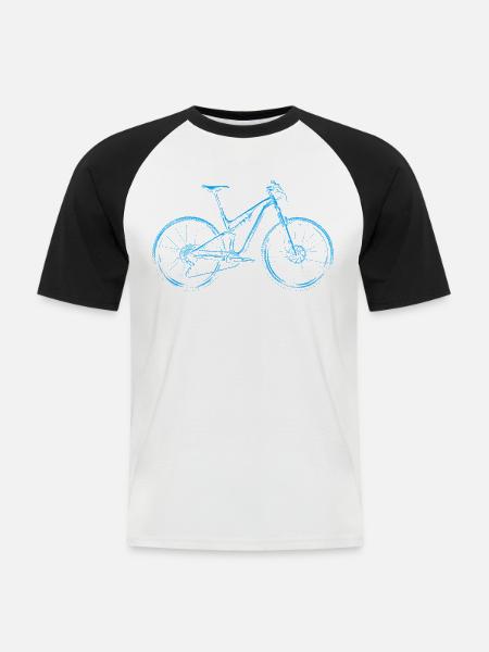 MTB Lineart Blue – Mountain Biker Gift - Men's Baseball T-Shirt - white/black