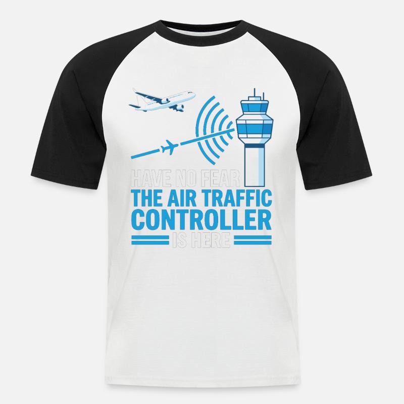 Air Traffic Controller Fluglotse Geschenk - Männer Baseball-T-Shirt - Weiß/Schwarz