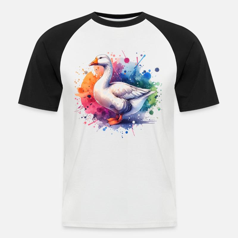 Pilgrim Gans Geschenk - Männer Baseball-T-Shirt - Weiß/Schwarz