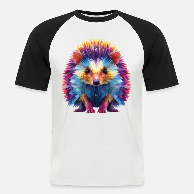 Igel  - Männer Baseball-T-Shirt - Weiß/Schwarz