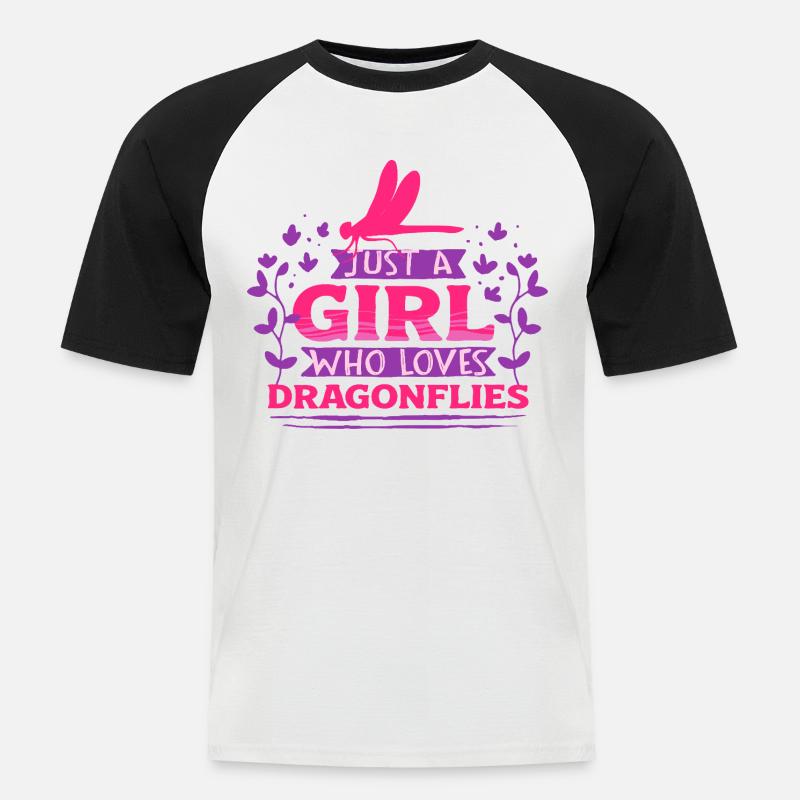 Libelle Libellen - Männer Baseball-T-Shirt - Weiß/Schwarz