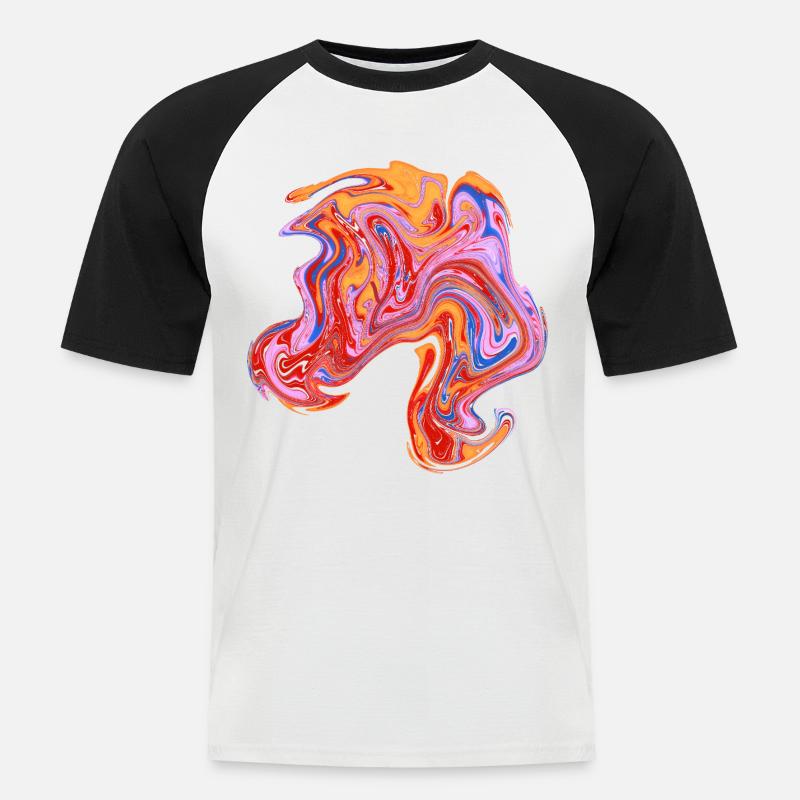 Farbwirbel Neon-Muster - Männer Baseball-T-Shirt - Weiß/Schwarz