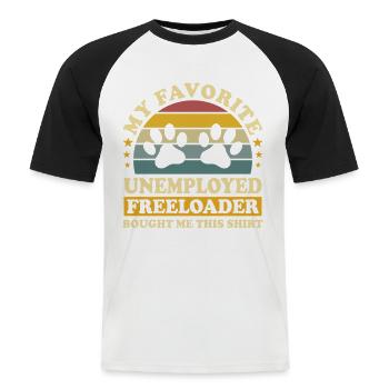 Vintage Favorite Unemployed Freeloader - Men's Baseball T-Shirt - white/black - Front - Nik (191cm)