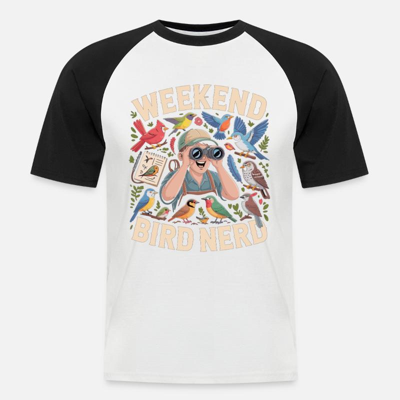 Weekend Bird Nerd Vogelbeobachter - Männer Baseball-T-Shirt - Weiß/Schwarz