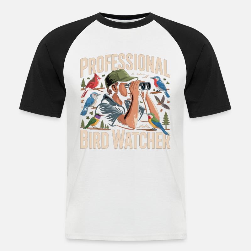 Professional Bird Watcher Vogelbeobachter - Männer Baseball-T-Shirt - Weiß/Schwarz