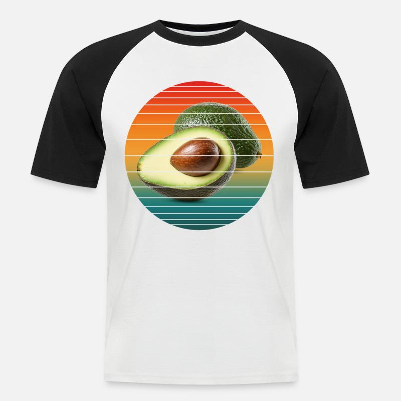 Avocadofrucht - Männer Baseball-T-Shirt - Weiß/Schwarz