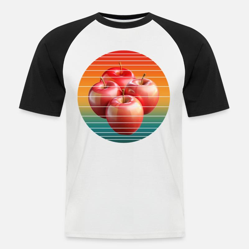 Apfelfrucht - Männer Baseball-T-Shirt - Weiß/Schwarz