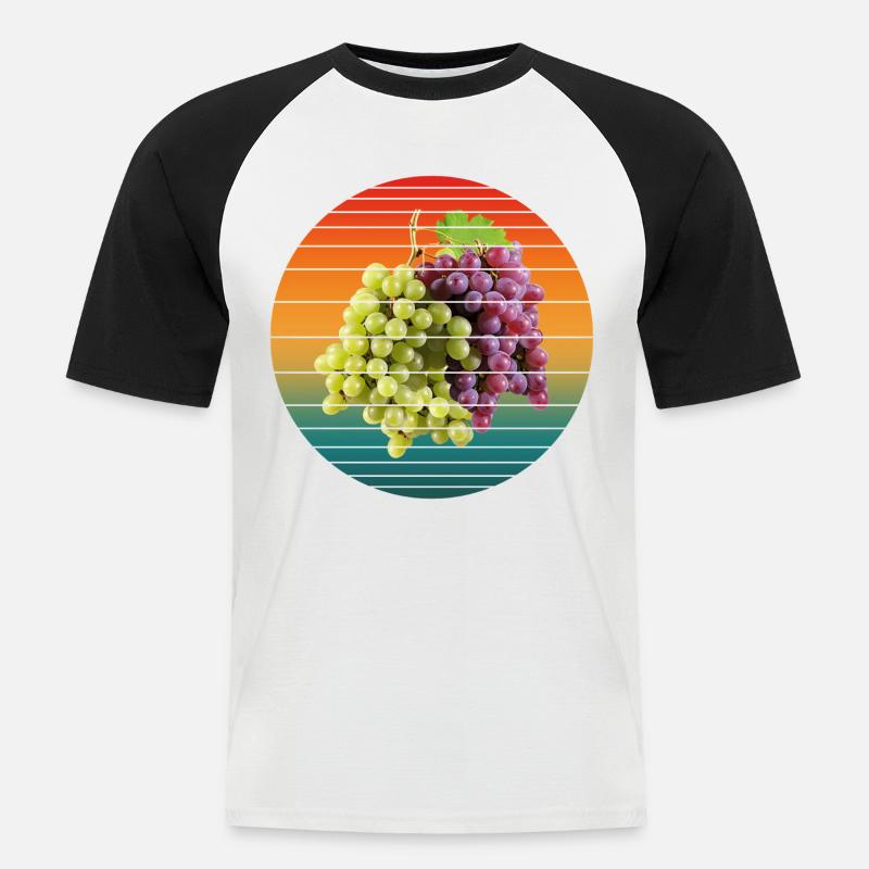 Traubenfrüchte - Männer Baseball-T-Shirt - Weiß/Schwarz