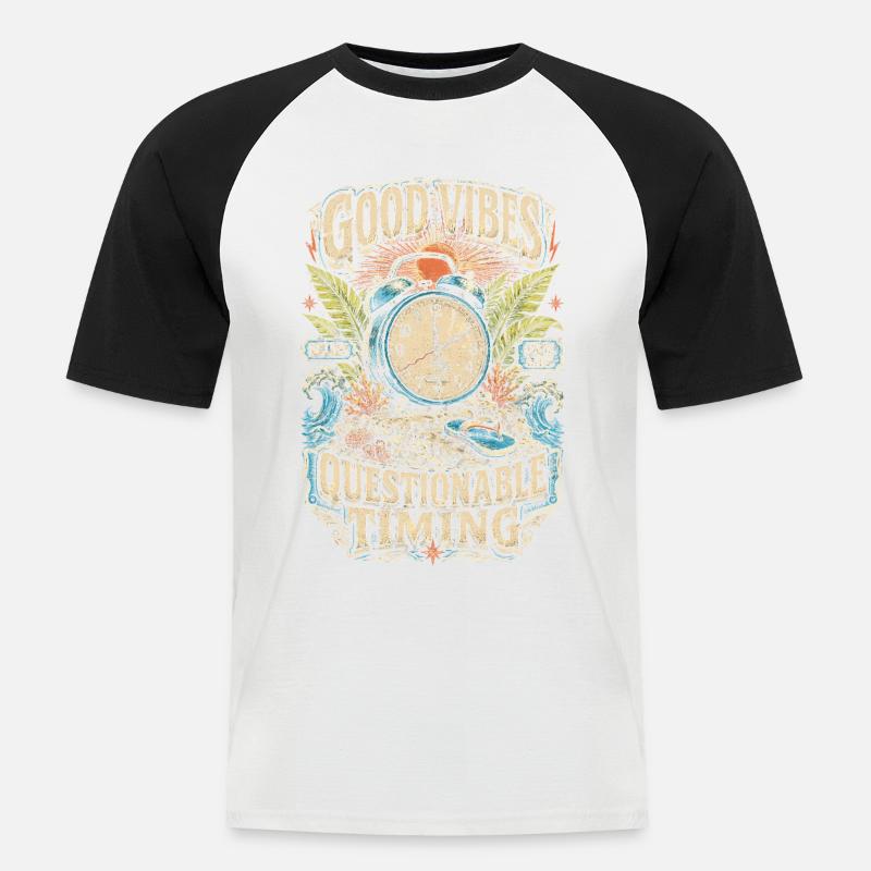 Belize Belizische Wurzel Questionable Timing - Männer Baseball-T-Shirt - Weiß/Schwarz