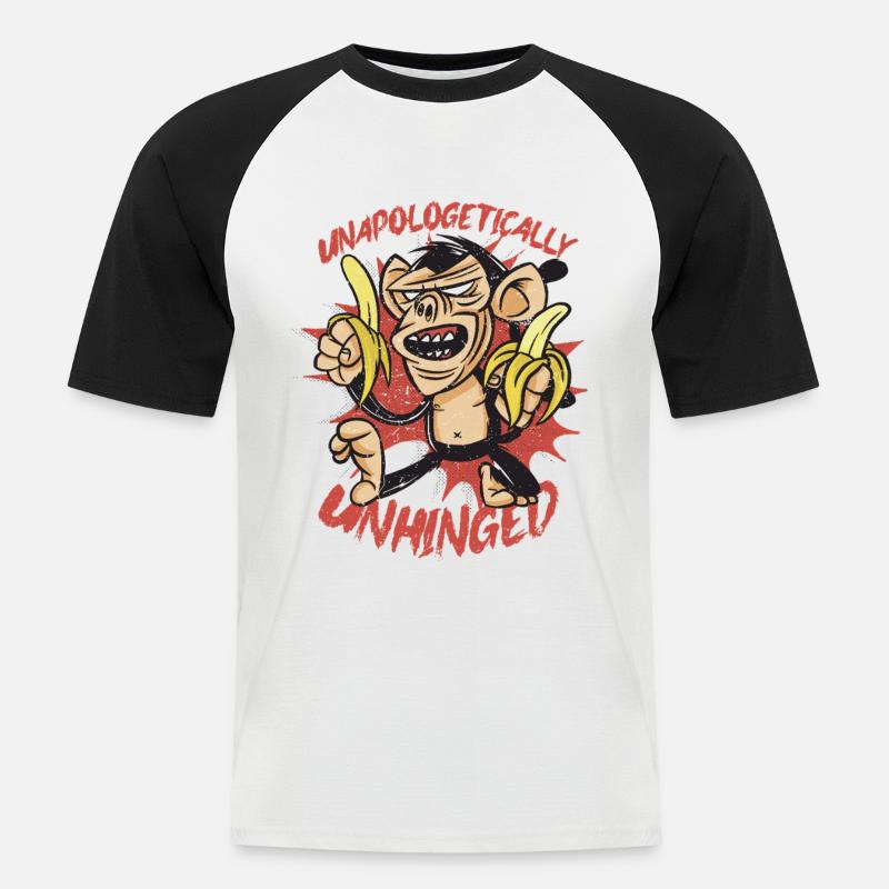 Monkey Day Day Unapologetically Unhinged - Men's Baseball T-Shirt - white/black