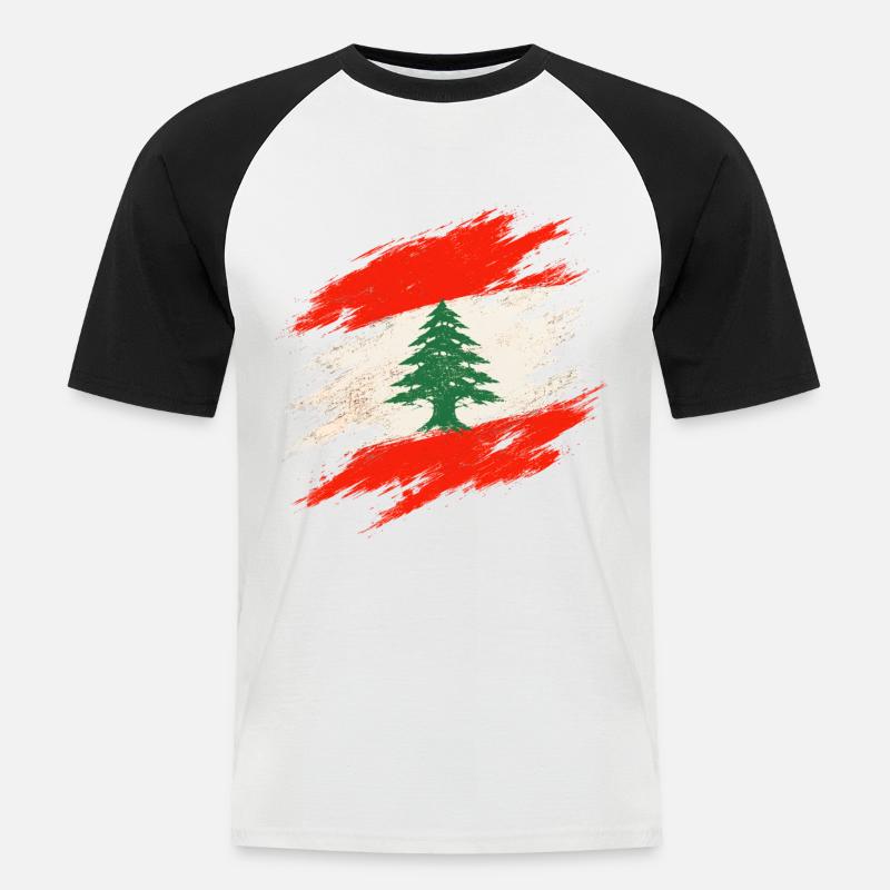 Libanon Libanese - Männer Baseball-T-Shirt - Weiß/Schwarz