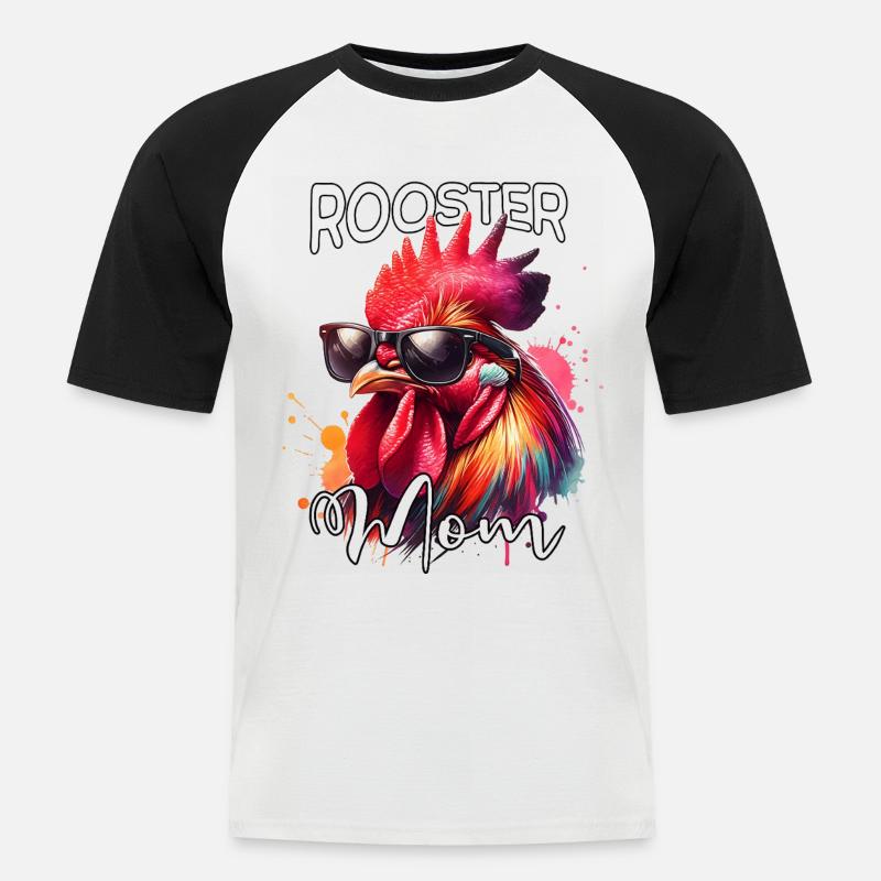 Hahn Mama - Männer Baseball-T-Shirt - Weiß/Schwarz