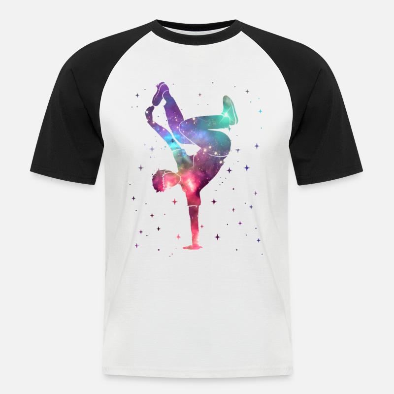 Breakdance Breakdancer Breakdance Breakdance Spatial - T-shirt baseball manches courtes Homme - blanc/noir