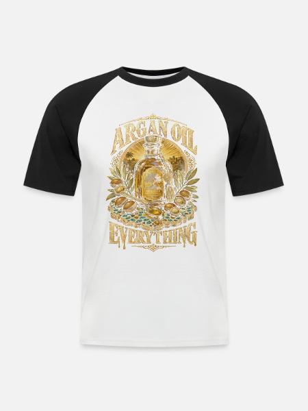 Marokkaner Marokko Argan Oil Everything - Männer Baseball-T-Shirt - Weiß/Schwarz