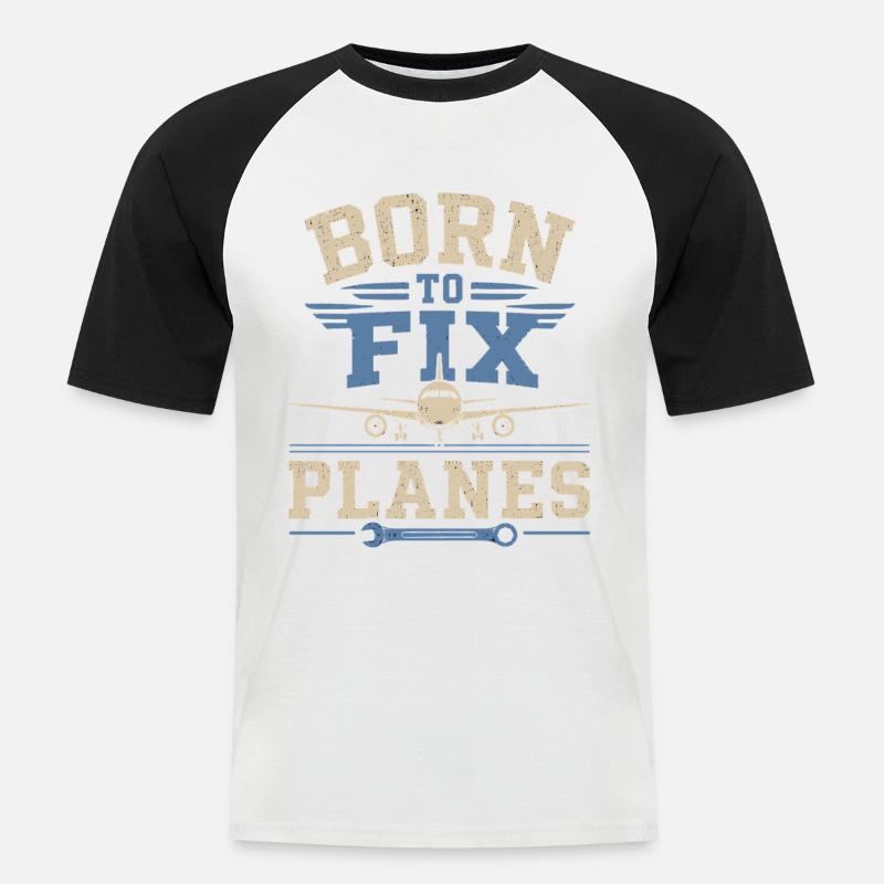 Luftfahrt Ingenieur Flugzeugtechnik Wartung - Männer Baseball-T-Shirt - Weiß/Schwarz
