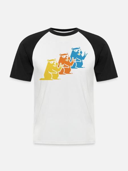 Murmeltier Sonnenbrille Rock On - Männer Baseball-T-Shirt - Weiß/Schwarz