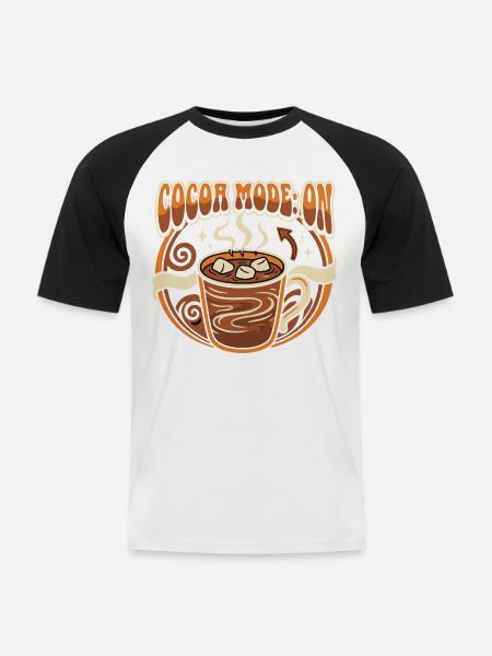 Kakao Heiße Schokolade Marshmallows Retro - Männer Baseball-T-Shirt - Weiß/Schwarz