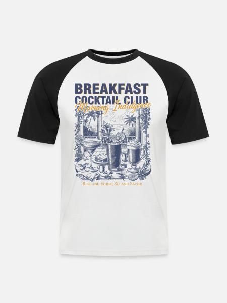 Frühstücks-Cocktailclub Morgenkaffee - Männer Baseball-T-Shirt - Weiß/Schwarz