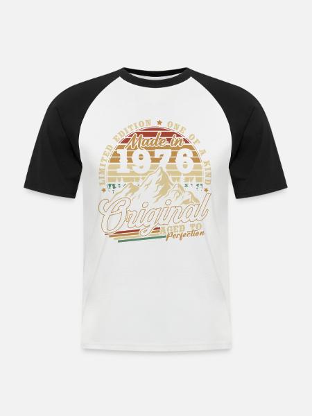 1976 Jahrgang Vintage Geburtstag Geschenk Retro - Männer Baseball-T-Shirt - Weiß/Schwarz