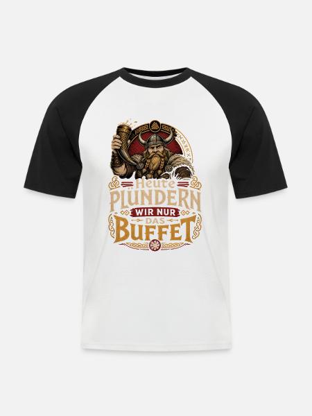 Wikinger - Männer Baseball-T-Shirt - Weiß/Schwarz